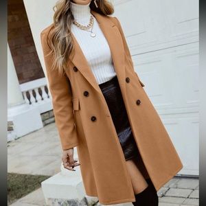 Boho tan double breasted coat